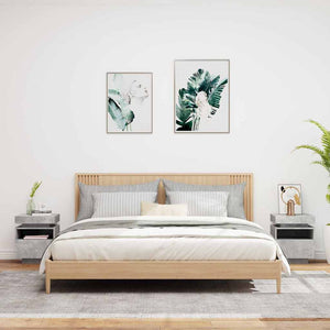 Comodini con Luci LED 2 pz-Set di 2 Tavolino da notte Grigio Cemento 40x39x48,5 cm