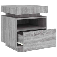 Comodino con Luci LED-Tavolino da notte Grigio Sonoma 40x39x48,5 cm