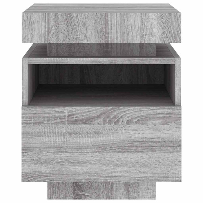 Comodino con Luci LED-Tavolino da notte Grigio Sonoma 40x39x48,5 cm