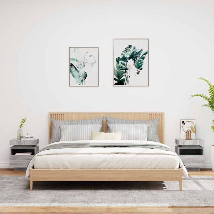 Comodini con Luci LED 2pz Grigio Sonoma 40x39x48,5 cm 836795