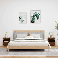 Comodini con Luci LED 2pz-Set di 2 Tavolino da notte Rovere Marrone 40x39x48,5 cm