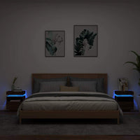 Comodini con Luci LED 2pz-Set di 2 Tavolino da notte Rovere Marrone 40x39x48,5 cm