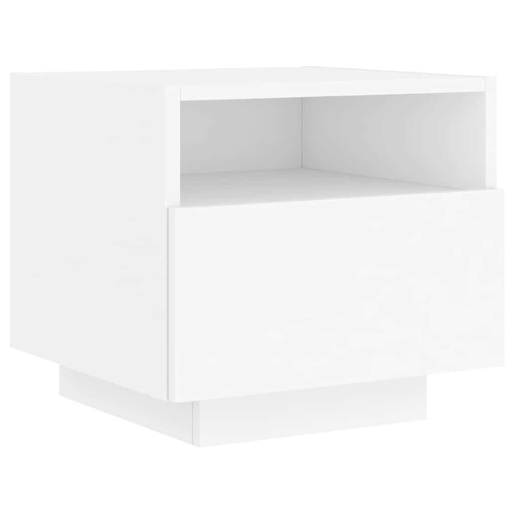 Comodino con Luci LED-Tavolino da notte Bianco 40x39x37 cm