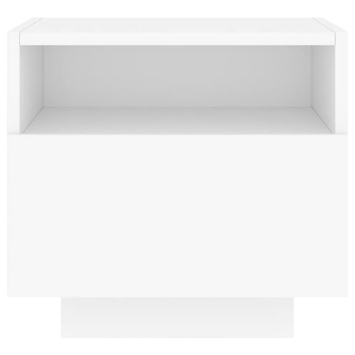 Comodino con Luci LED-Tavolino da notte Bianco 40x39x37 cm