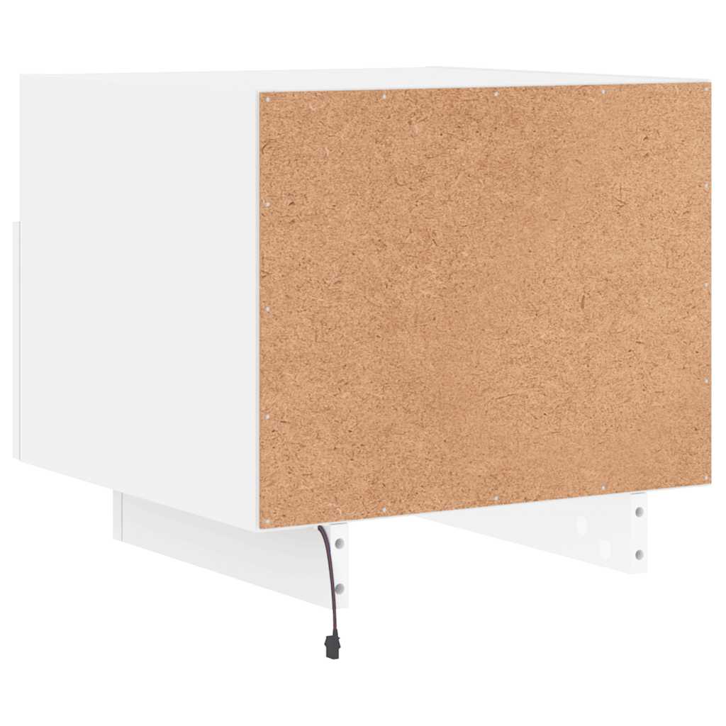 Comodino con Luci LED-Tavolino da notte Bianco 40x39x37 cm