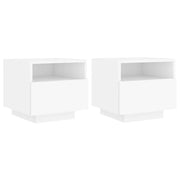 Comodini con Luci LED 2 pz-Set di 2 Tavolino da notte Bianchi 40x39x37 cm