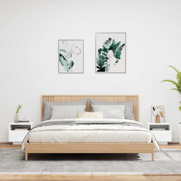 Comodini con Luci LED 2pz Bianchi 40x39x37 cm 836799