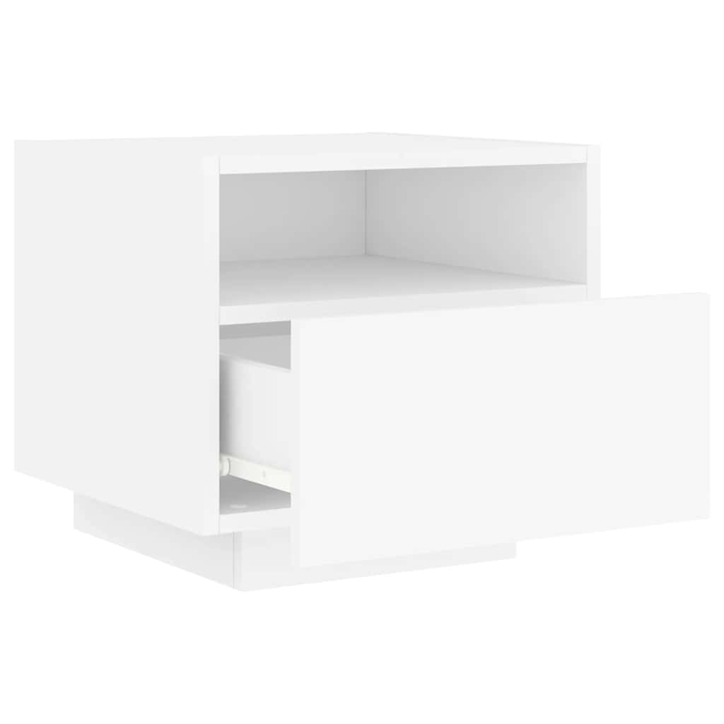 Comodini con Luci LED 2 pz-Set di 2 Tavolino da notte Bianchi 40x39x37 cm