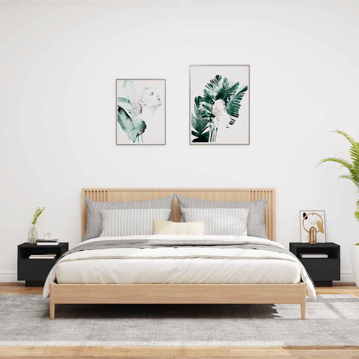 Comodini con Luci LED 2pz-Set di 2 Tavolino da notte Neri 40x39x37 cm