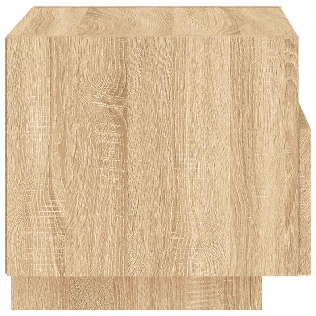 Comodino con Luci LED-Tavolino da notte Rovere Sonoma 40x39x37 cm