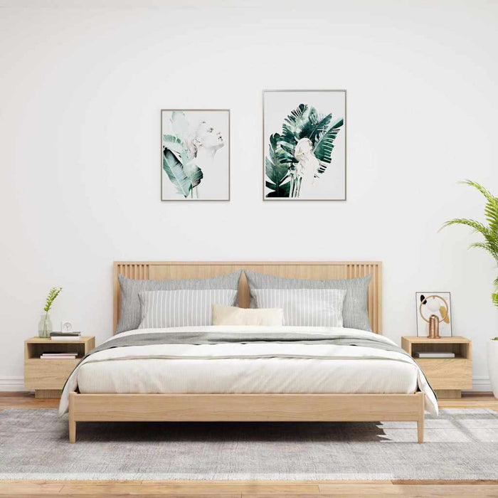 Comodini con Luci LED 2pz-Set di 2 Tavolino da notte Rovere Sonoma 40x39x37 cm