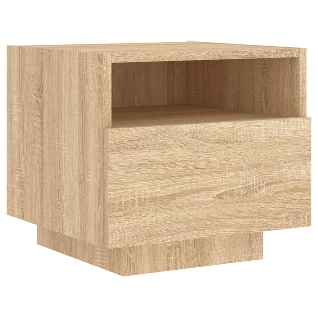 Comodini con Luci LED 2pz-Set di 2 Tavolino da notte Rovere Sonoma 40x39x37 cm