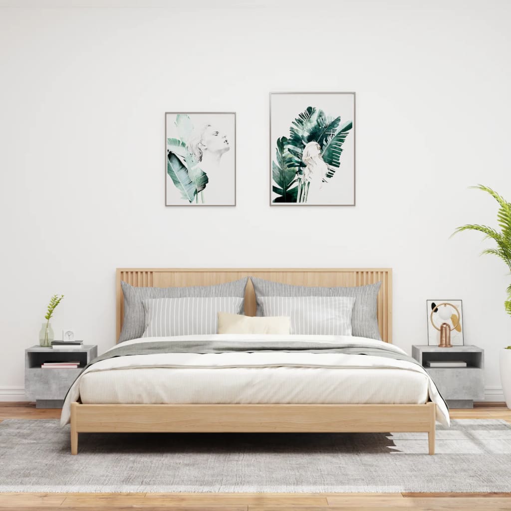 Comodini con Luci LED 2pz Grigio Cemento 40x39x37 cm 836805