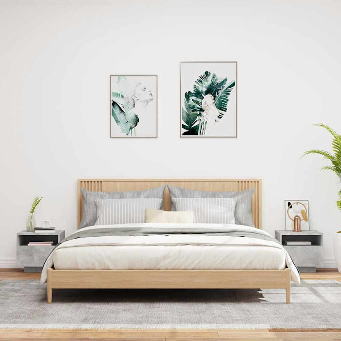 Comodini con Luci LED 2 pz-Set di 2 Tavolino da notte Grigio Cemento 40x39x37 cm