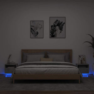Comodini con Luci LED 2pz Grigio Cemento 40x39x37 cm 836805
