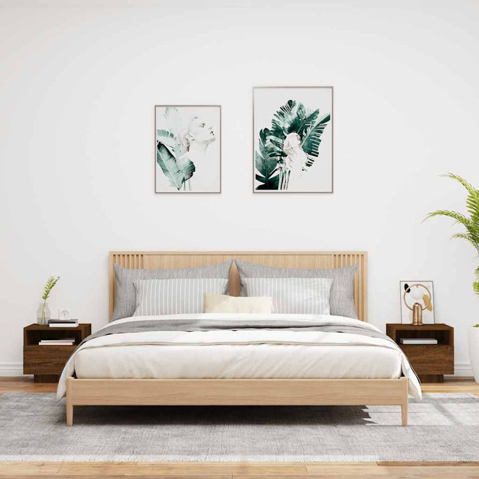 Comodini con Luci LED 2pz Rovere Marrone 40x39x37 cm 836811