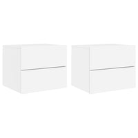 Comodini a Parete con Luci LED 2 pz-Set di 2 Tavolino da notte Bianchi