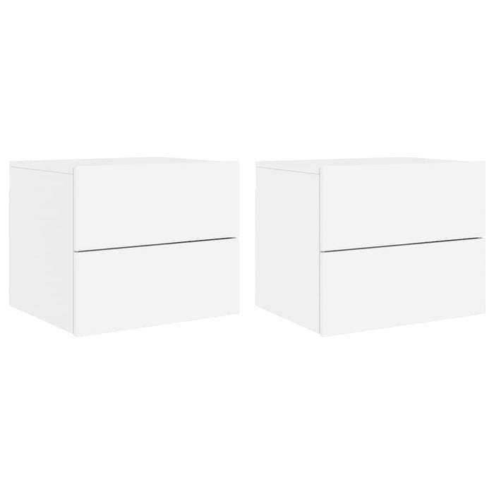 Comodini a Parete con Luci LED 2 pz-Set di 2 Tavolino da notte Bianchi