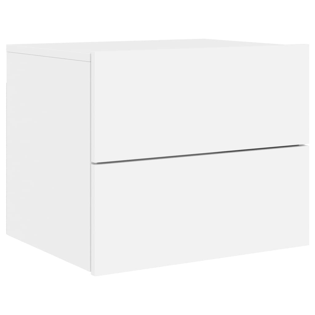 Comodini a Parete con Luci LED 2 pz Bianchi 836813