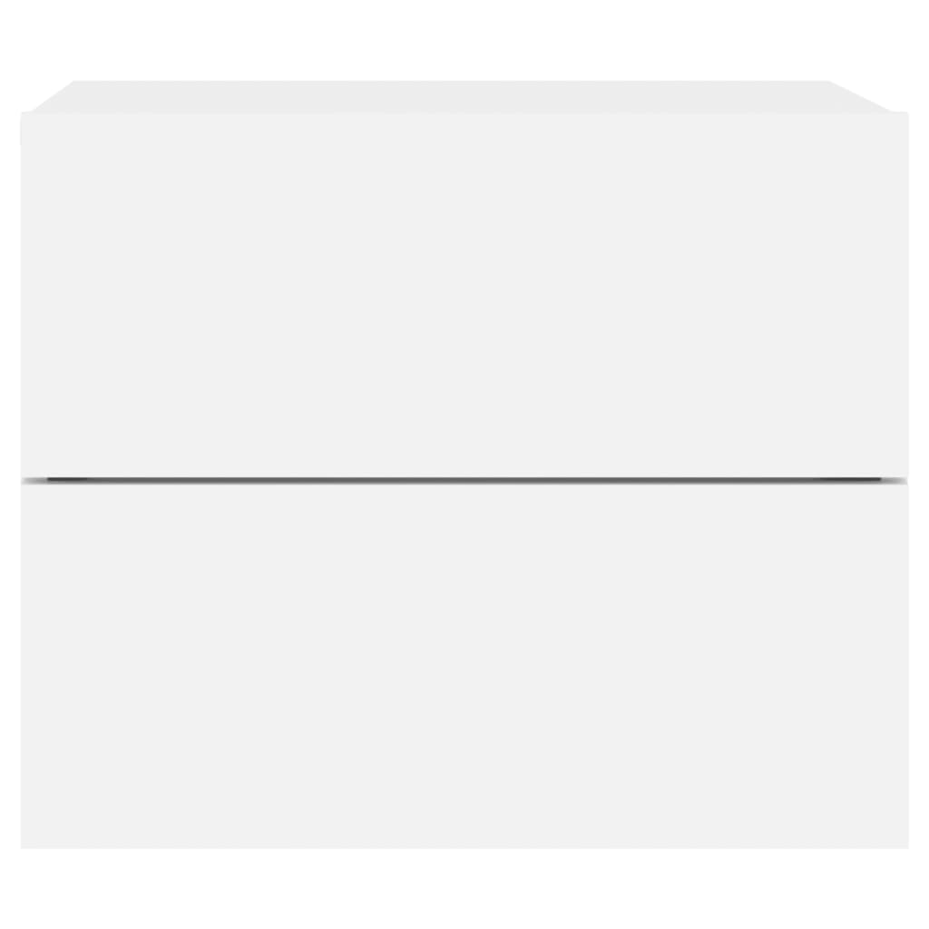 Comodini a Parete con Luci LED 2 pz Bianchi 836813