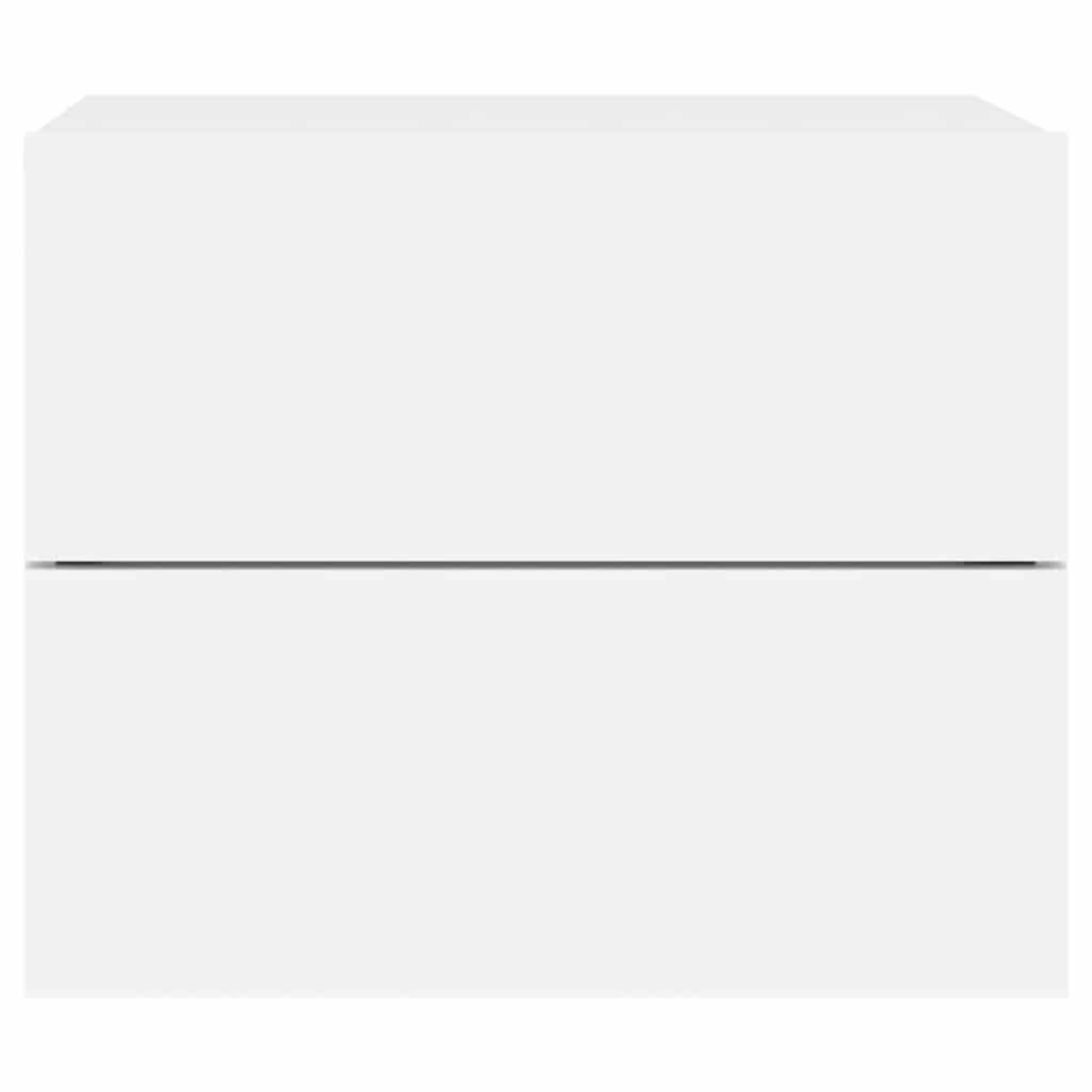 Comodini a Parete con Luci LED 2 pz-Set di 2 Tavolino da notte Bianchi