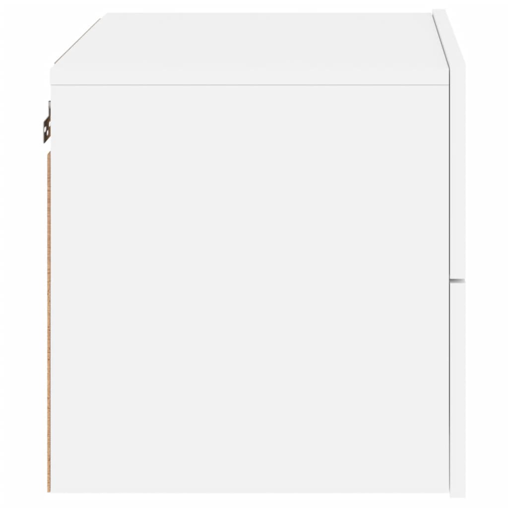 Comodini a Parete con Luci LED 2 pz Bianchi 836813