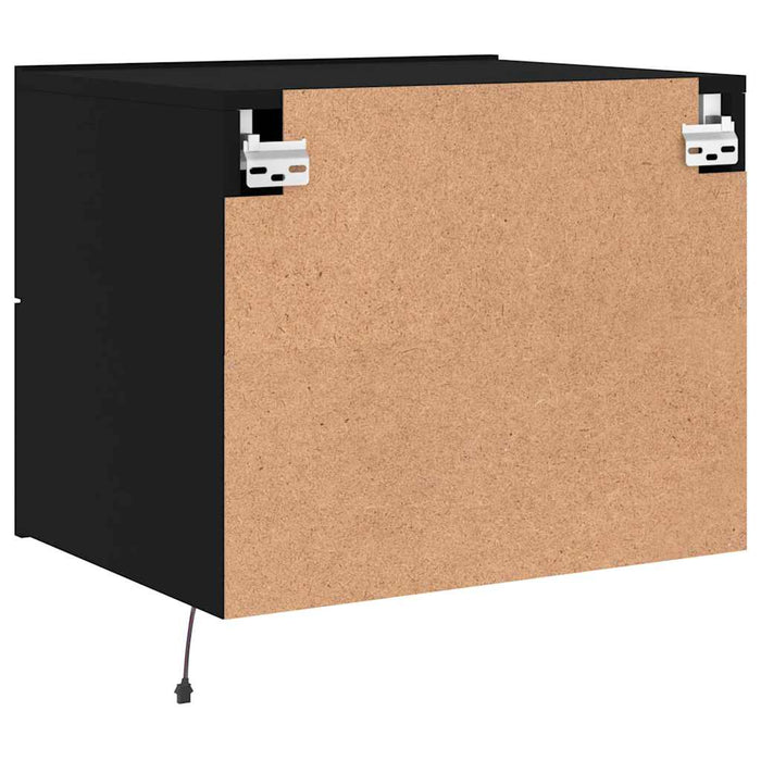 Comodino a Parete con Luci LED Nero 836814