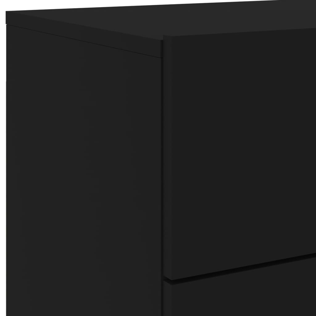 Comodino a Parete con Luci LED Nero 836814