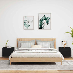 Comodini a Parete con Luci LED 2 pz-Set di 2 Tavolino da notte Neri 275356