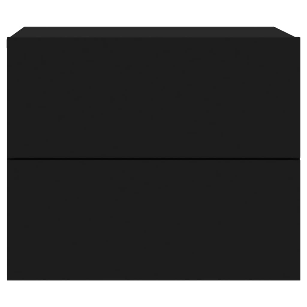 Comodini a Parete con Luci LED 2 pz Neri 836815