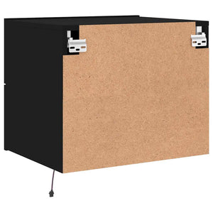 Comodini a Parete con Luci LED 2 pz Neri 836815