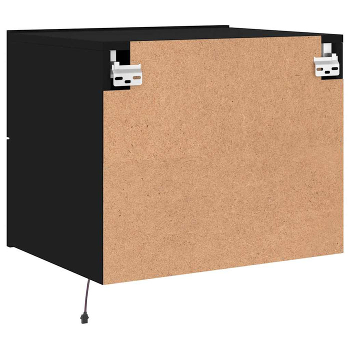 Comodini a Parete con Luci LED 2 pz Neri 836815