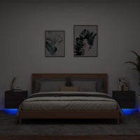 Comodini a Parete con Luci LED 2 pz-Set di 2 Tavolino da notte Neri 275356