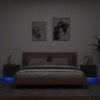 Comodini a Parete con Luci LED 2 pz Neri 836815