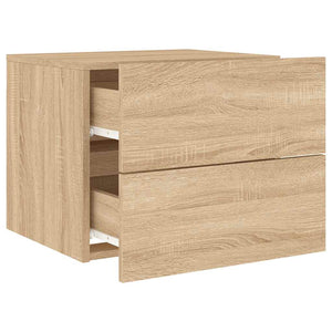 Comodino a Parete con luci LED Rovere Sonoma 836816