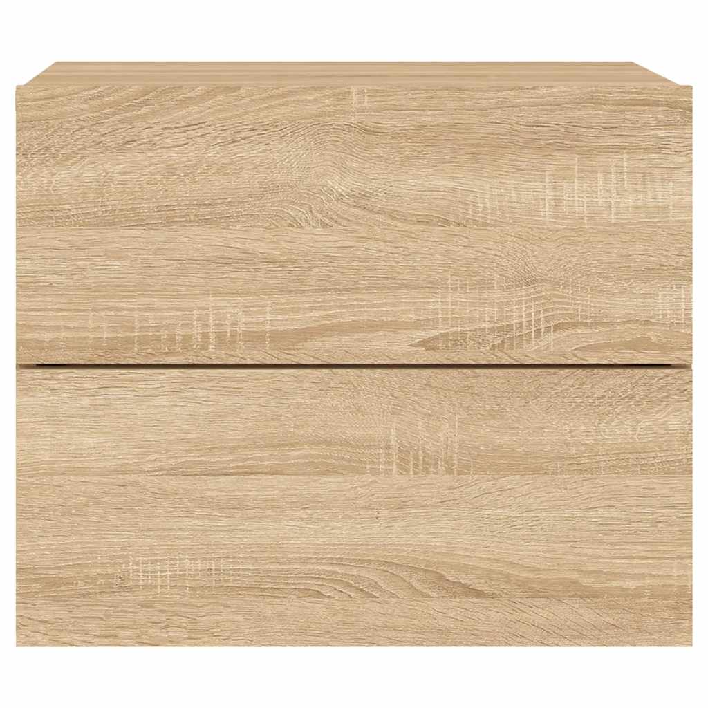 Comodino a Parete-Tavolino da notte con luci LED Rovere Sonoma