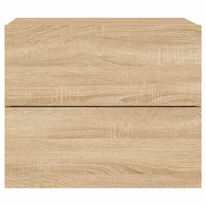 Comodino a Parete-Tavolino da notte con luci LED Rovere Sonoma
