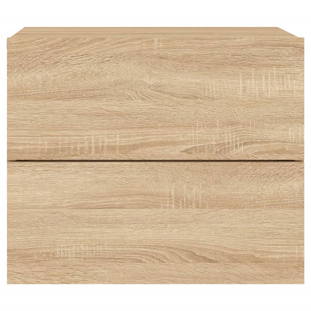 Comodino a Parete con luci LED Rovere Sonoma 836816
