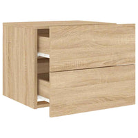 Comodini a Parete con luci LED 2 pz-Set di 2 Tavolino da notte Rovere Sonoma 686442