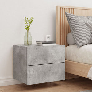 Comodino a Parete con Luci LED Grigio Cemento 836818