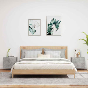 Comodini a Parete con Luci LED 2 pz-Set di 2 Tavolino da notte Grigio Cemento 336024