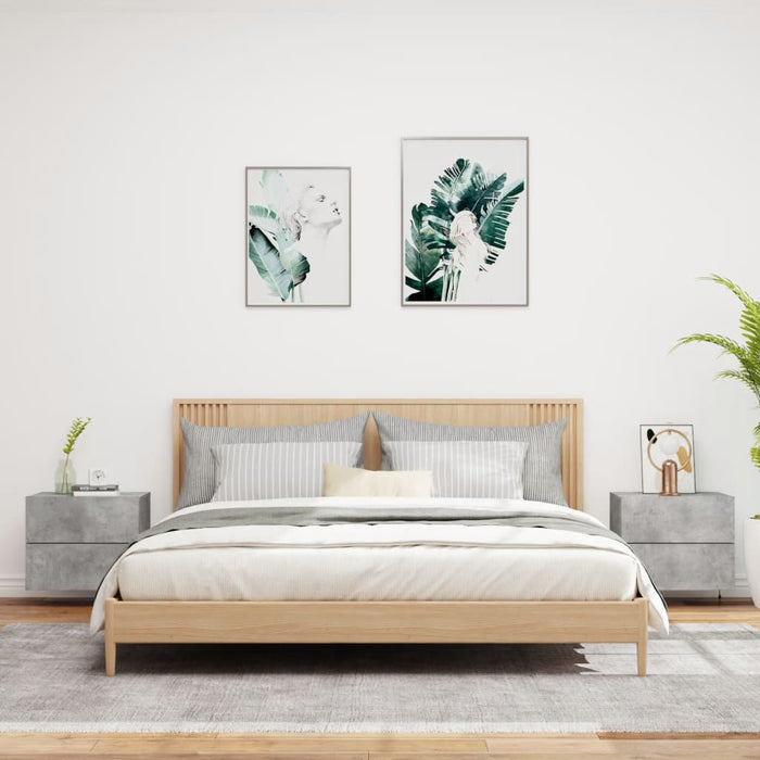 Comodini a Parete con Luci LED 2 pz Grigio Cementocod mxl 108960