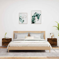 Comodini a Parete con luci LED 2 pz-Set di 2 Tavolino da notte Rovere Fumo 727912