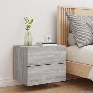 Comodino a Parete con luci LED Grigio Sonoma 836822