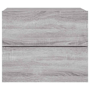 Comodino a Parete con Luci LED-Tavolino da notte sospeso Grigio Sonoma 316426