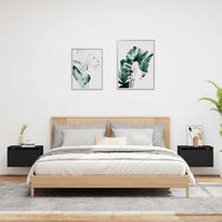 Comodini a Parete con Luci LED 2 pz-Set di 2 Tavolino da notte Neri 755473