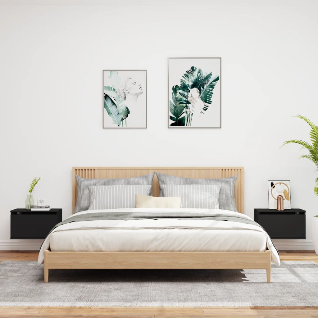 Comodini a Parete con Luci LED 2 pz Nericod mxl 132938