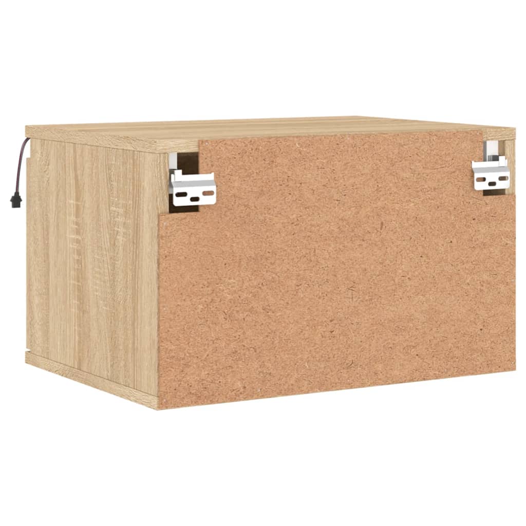 Comodini a Parete con luci LED 2 pz Rovere Sonoma 836831