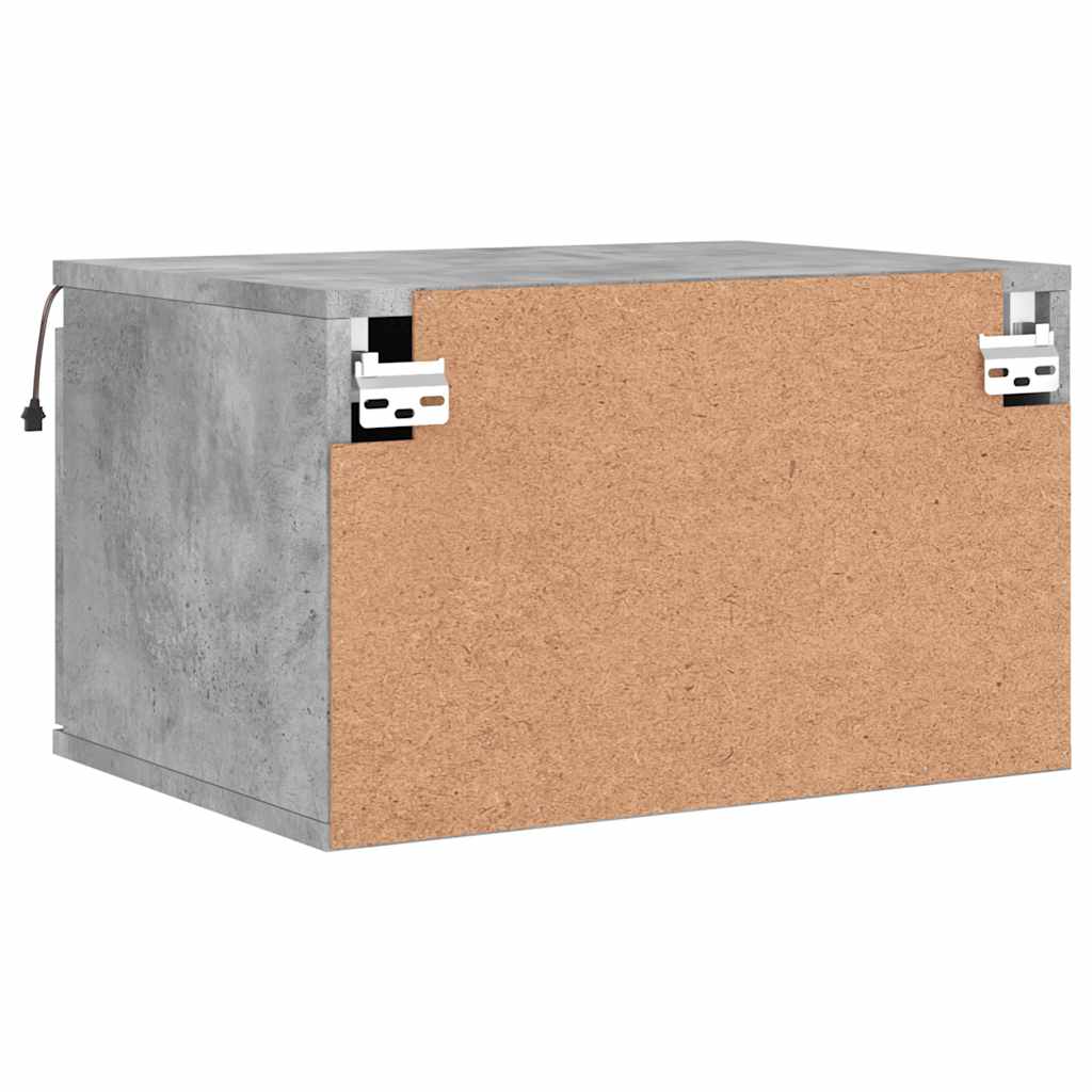 Comodino a Parete con Luci LED-Tavolino da notte sospeso Grigio Cemento 755468