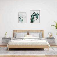 Comodini a Parete con Luci LED 2 pz-Set di 2 Tavolino da notte Grigio Cemento 739597